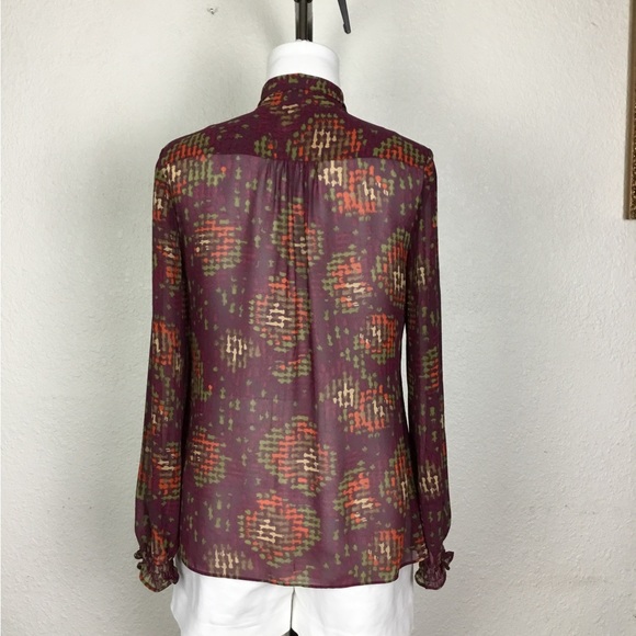 Nine West Womens Blouse Size M Geometric Print Multicolor Long Sleeve Vi… - Picture 13 of 13